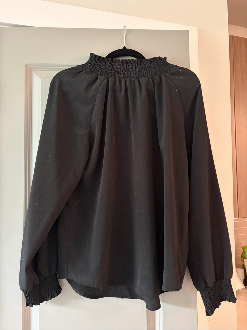 Potter's Pot Black Smocked-Neck Blouse
